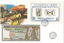 Guatemala 1988. 50c Felbélyegzett Bankjegyes Borítékban, Bélyegzéssel T:UNC Guatemala 1988. 50 Centavos In Banknote Enve - Zonder Classificatie