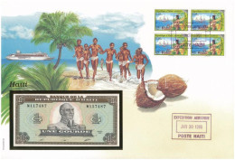 Haiti 1989. 1G Felbélyegzett Borítékban, Bélyegzéssel T:UNC Haiti 1989. 1 Gourde In Envelope With Stamp And Cancellation - Zonder Classificatie