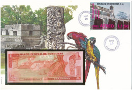 Honduras 1989. 1L Felbélyegzett Borítékban, Bélyegzéssel T:UNC Honduras 1989. 1 Lempira In Envelope With Stamp And Cance - Zonder Classificatie
