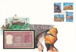 India DN 2R Felbélyegzett Borítékban, Bélyegzéssel T:UNC  India ND 2 Rupees In Envelope With Stamp And Cancellation C:UN - Ohne Zuordnung
