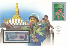 Laosz 1979-1987. 1K Felbélyegzett Borítékban, Bélyegzéssel T:UNC Laos 1979-1987. 1 Kip In Envelope With Stamp And Cancel - Ohne Zuordnung