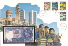 Malajzia 1981-1983. 1R Felbélyegzett Borítékban, Bélyegzéssel T:UNC Malaysia 1981-1983. 1 Ringgit In Envelope With Stamp - Ohne Zuordnung