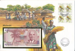 Malawi 1992. 1K Felbélyegzett Borítékban, Bélyegzéssel T:UNC Malawi 1992. 1 Kwacha In Envelope With Stamp And Cancellati - Zonder Classificatie