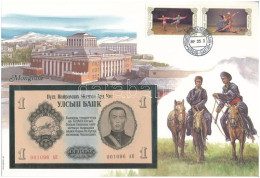 Mongólia 1955. 1T Felbélyegzett Borítékban, Bélyegzéssel T:UNC Mongolia 1955. 1 Tugrik In Envelope With Stamp And Cancel - Zonder Classificatie