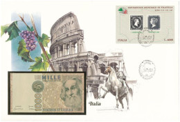 Olaszország 1982. 1000L Felbélyegzett Borítékban, Bélyegzéssel T:UNC Italy 1982. 1000 Lire In Envelope With Stamp And Ca - Ohne Zuordnung