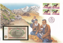 Tádzsikisztán 1994. 1R Borítékban, Alkalmi Bélyeggel és Bélyegzéssel T:UNC  Tajikistan 1994. 1 Ruble In Envelope With St - Ohne Zuordnung