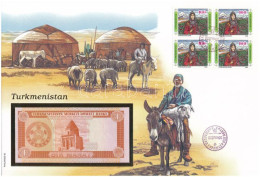 Türkmenisztán 1993. 1M Felbélyegzett Borítékban, Bélyegzéssel T:UNC Turkmenistan 1993. 1 Manat In Envelope With Stamp An - Zonder Classificatie