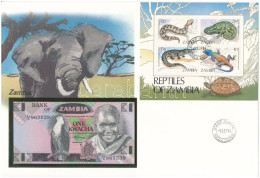 Zambia 1980-1988. 1K Felbélyegzett Borítékban, Bélyegzéssel T:UNC  Zambia 1980-1988. 1 Kwacha In Envelope With Stamp And - Ohne Zuordnung