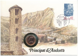 Andorra 1986. 25c Felbélyegzett Borítékban, Bélyegzéssel, Német Nyelvű Leírással T:UNC  Andorra 1986. 25 Centims In Enve - Non Classés