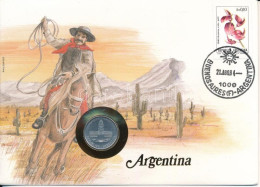 Delcampe - Argentína 1984. 1P Al Felbélyegzett Borítékban, Bélyegzéssel T:AU Argentina 1984. 1 Peso Al In Envelope With Stamp, And  - Zonder Classificatie