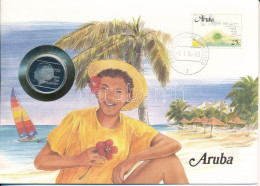 Aruba 1988. 1Fl Cu-Ni "Beatrix" Bélyeges érmés Borítékon, Német Nyelvű Ismertetővel T:XF (eredetileg PP) Aruba 1988. 1 F - Ohne Zuordnung