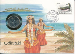 Cook-szigetek / Aitutaki 1992. 1$ Cu-Ni Felbélyegzett Borítékban, Bélyegzéssel, Német Nyelvű Tájékoztatóval T:UNC Cook I - Non Classés