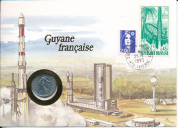 Franciaország 1975. 1Fr Ni Felbélyegzett "Francia Guyana" Borítékban, Bélyegzéssel T:XF France 1975. 1 Franc Ni In "Fren - Non Classés