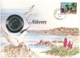 Guernsey / Alderney 1988. 10p Cu-Ni Felbélyegzett Borítékban, Bélyegzéssel, Német Nyelvű Leírással T:UNC Guernsey / Alde - Non Classés