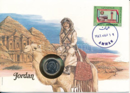 Jordánia 1984. 25f Cu-Ni Felbélyegzett Borítékban, Bélyegzéssel T:UNC Jordan 1984. 25 Fils Cu-Ni In Envelope With Stamp, - Non Classés