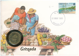 Kelet-Karibi Államok 1981. 1$ Al-bronz Felbélyegzett "Grenada" Borítékban, Bélyegzéssel, Német Nyelvű Leírással T:UNC Ea - Non Classés