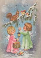 ENGEL WEIHNACHTSFERIEN Feiern & Feste Vintage Ansichtskarte Postkarte CPSM #PAH955.A - Angels