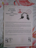 Document Officiel Journée Du Timbre 1985 Machine A Obliterer Daguin 10/3/85 - Documenten Van De Post