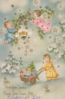 ANGELO Buon Anno Natale Vintage Cartolina CPSMPF #PAG844.A - Anges
