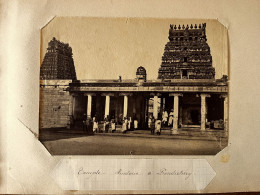 Pondichery , India Inde * Temple Hinfoue Hindou * Grande Photo Albuminée Circa 1885/1910 Format 21x15.5cm - India