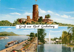 72722140 Bad Godesberg Burgruine Restaurant Rhein Promenade Dampfer Wasserspiele - Bonn