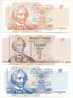 Dnyeszter-menti Köztársaság 2000. 1R + 5R + 2007. 1R T:UNC Transnistria 2000. 1 Rouble + 5 Roubles + 2007. 1 Rouble C:UN - Unclassified
