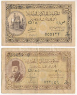 Egyiptom 1943-1944. 5p "O/3" + 1945-1946. 5p "D/5" T:VG Folt, Az Egyiken Anyaghiány Egypt 1943-1944. 5 Piastres "O/3" +  - Unclassified