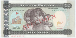 Eritrea 1997. 5N Minta Bankjegy "SPECIMEN" Felülbélyegzéssel és "000"-ás Sorszámmal és "730"-as Minta Sorszámmal T:UNC,A - Unclassified