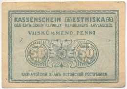 Észtország 1919. 50p T:F Kis Szakadás Estonia 1919. 50 Penni C:F Small Tear Krause P#42 - Unclassified
