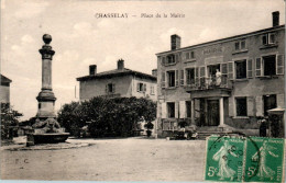 Chasselay Canton De Limonest Place De La Mairie Rhône Dos Vert Cpa Voyagée En B.Etat - Sonstige & Ohne Zuordnung