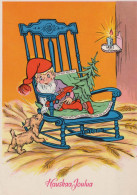 PAPÁ NOEL Feliz Año Navidad GNOMO Vintage Tarjeta Postal CPSM #PAY175.A - Santa Claus