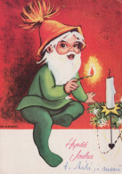 PAPÁ NOEL Feliz Año Navidad GNOMO Vintage Tarjeta Postal CPSM #PAW534.A - Santa Claus