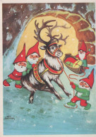 SANTA CLAUS Happy New Year Christmas GNOME Vintage Postcard CPSM #PAW538.A - Santa Claus