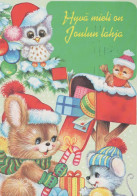 Feliz Año Navidad CONEJO Vintage Tarjeta Postal CPSM #PAV283.A - Neujahr