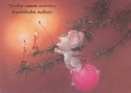 Happy New Year Christmas RABBIT CANDLE Vintage Postcard CPSM #PAV022.A - Neujahr