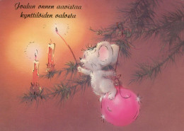 Buon Anno Natale CONIGLIO CANDELA Vintage Cartolina CPSM #PAV024.A - Neujahr