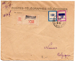 Fictif 100 + Surchargé Sur Lettre Recommandée De Poitiers De 1951 Pour La Belgique - Finti