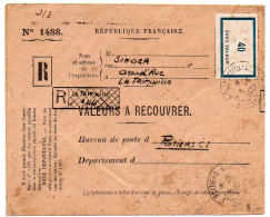 Fictif 40 Sur Lettre Recommandée De Valeur à Recouvrer De Poitiers De 1951 - Phantom