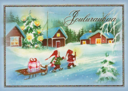 BABBO NATALE Buon Anno Natale GNOME Vintage Cartolina CPSM #PBM101.A - Santa Claus