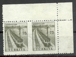 Turkey; 1959 Pictorial Postage Stamp 75 K. ERROR "Partially Imperf." - Unused Stamps