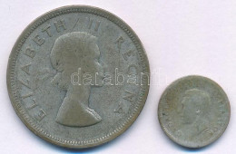 Dél-Afrika 1940. 3p Ag "VI. György" + 1954. 2 1/2Sh Ag "II. Erzsébet" T:F Patina South Africa 1940. 3 Pence Ag "George V - Unclassified