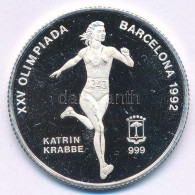 Egyenlítői-Guinea 1992. 7000Fr Ag "Nyári Olimpia 1992 Barcelona - Katrin Krabbe" T:AU (PP) Karc, Ujjlenyomat Equatorial  - Unclassified