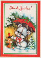 Bonne Année Noël OURS Animaux Vintage Carte Postale CPSM #PBS298.A - New Year