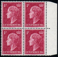 Luxembourg 1949 GD Charlotte 1F, Block X 4, MNH ** Mi 1948 (Ref: 2092) - Unused Stamps