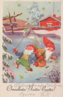 BABBO NATALE Buon Anno Natale GNOME Vintage Cartolina CPSMPF #PKD372.A - Kerstman