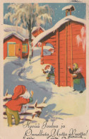 BABBO NATALE Buon Anno Natale GNOME Vintage Cartolina CPSMPF #PKD352.A - Kerstman