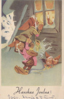 SANTA CLAUS Happy New Year Christmas GNOME Vintage Postcard CPSMPF #PKD115.A - Kerstman