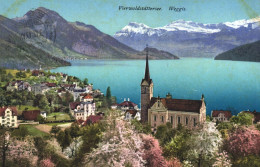 WEGGIS, LUCERNE, CHURCH, ARCHITECTURE, LAKE, MOUNTAIN, SWITZERLAND, POSTCARD - Weggis