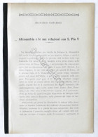 F. Gasparolo - Alessandria E Le Sue Relazioni Con S. Pio V - 1915 Ca. - Other & Unclassified