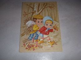 CP CARTE POSTALE BONNE FETE TYPE POULBOT 2 ENFANTS CUEILLENT - Vierge - Other & Unclassified